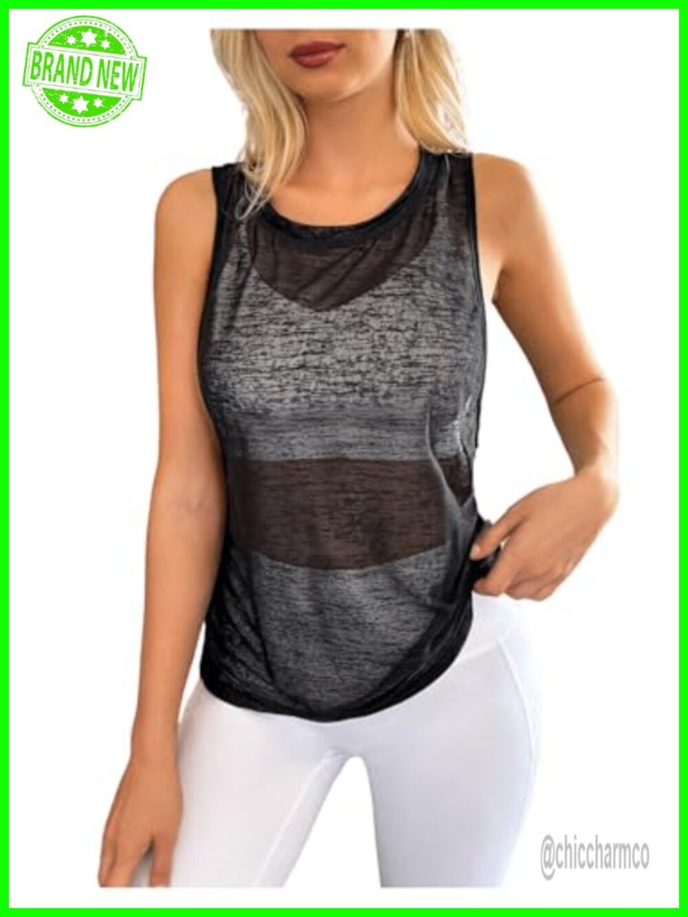 Sheer Sleeveless Athletic Tank Top - Women's Workout Gym Yoga Shirt